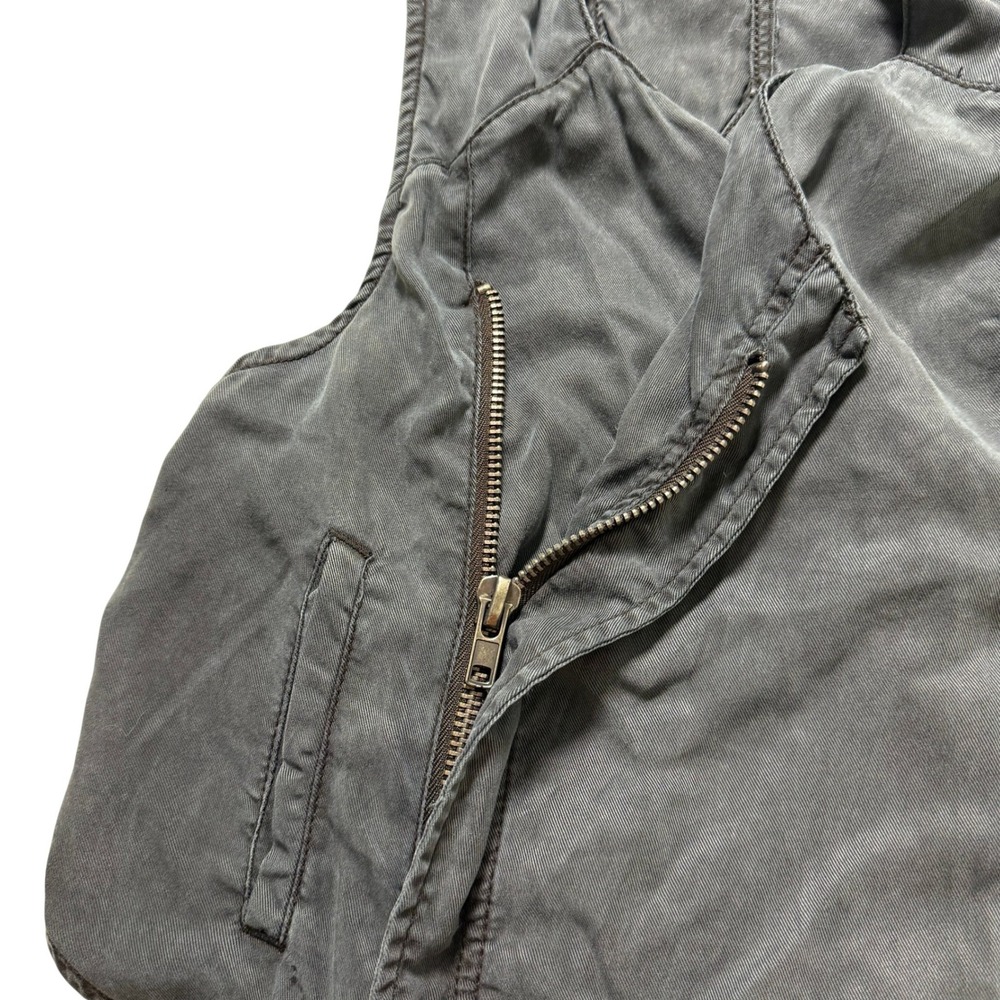 Free People Open Back Moto Vest Women XS Navy Blue Asymmetric Zip Pockets - Picture 3 of 8